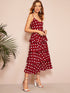 Polka Dot Layered Hem Cami Dress