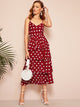 Polka Dot Layered Hem Cami Dress