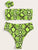 Neon Lime Snakeskin Bandeau Bikini Set With Hair Tie