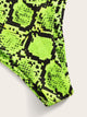 Neon Lime Snakeskin Bandeau Bikini Set With Hair Tie