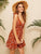 Knot Shoulder Backless Ruffle Hem Slip Dress