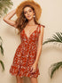 Knot Shoulder Backless Ruffle Hem Slip Dress