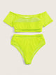 Neon Green Bardot Fishnet Short Sleeve Bikini 4pack