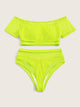 Neon Green Bardot Fishnet Short Sleeve Bikini 4pack