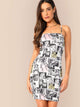 Allover Figure Print Bodycon Cami Dress