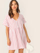 Keyhole Back Striped Smock Dress
