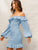 Foldover Front Lantern Sleeve Shirred Dress Without Belt