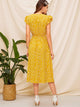 Ruffle Trim Button Front Split Dress