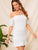 Off Shoulder Ruffle Hem Bodycon Smocked Dress