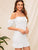 Off Shoulder Ruffle Hem Bodycon Smocked Dress