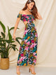 Off The Shoulder Floral Print Cut Out Dress