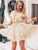 Simplee Plunging Neck Lantern Sleeve Ruffle Dress