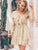 Simplee Plunging Neck Lantern Sleeve Ruffle Dress