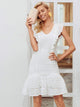 Keyhole Back Flounce Trim Schiffy Dress