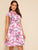 Mandarin Collar Cut Out Floral Print Satin Dress