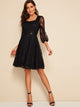 40s Lace Overlay Belted Dress