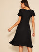 Flutter Sleeve Sweetheart Neck Fit &  Flare Dress