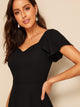 Flutter Sleeve Sweetheart Neck Fit &  Flare Dress