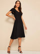 Flutter Sleeve Sweetheart Neck Fit &  Flare Dress