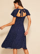 Heart Print Flutter Sleeve Tie Back Dress