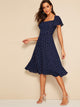 Heart Print Flutter Sleeve Tie Back Dress