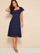 Heart Print Flutter Sleeve Tie Back Dress