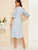 Lace Shoulder Elastic Waist Solid Dress
