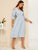 Lace Shoulder Elastic Waist Solid Dress