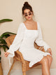 80s Schiffy Eyelet Shirred Pep Hem Dress