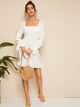 80s Schiffy Eyelet Shirred Pep Hem Dress