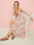 Heart Print Shirred Knot Detail Ruffle Trim Dress