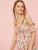 Heart Print Shirred Knot Detail Ruffle Trim Dress