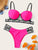 Letter Tape Underwire Top With Cut-out Bikini Set