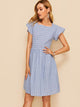 Striped Square Neck Fit & Flare Dress