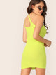 Neon Lime Cutout One Shoulder Rib-knit Dress