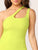Neon Lime Cutout One Shoulder Rib-knit Dress