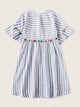 Colorful Pompom Detail Striped Smock Dress