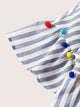 Colorful Pompom Detail Striped Smock Dress