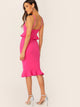 Neon Pink Bodycon Peplum Slip Dress