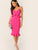 Neon Pink Bodycon Peplum Slip Dress