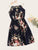 Floral Print Drawstring Neck Dress
