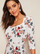 Floral Sweetheart Neck Fit & Flare Dress