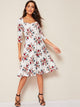 Floral Sweetheart Neck Fit & Flare Dress