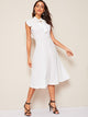  Tie Neck Ruffle Trim Fit & Flare Dress