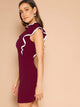 Contrast Binding Ruffle Trim Bodycon Dress