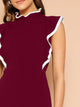 Contrast Binding Ruffle Trim Bodycon Dress