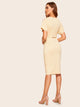 Solid Belted Pencil Dress