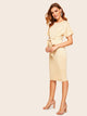 Solid Belted Pencil Dress
