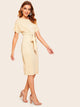 Solid Belted Pencil Dress