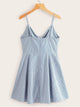 Knot & Button Front Striped Peekaboo Cami Dress
